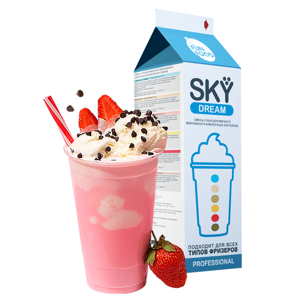 Смесь сухая для мягкого мороженого/коктейлей SKY DREAM КЛУБНИЧНЫЙ ШЕРБЕT 0,7кг